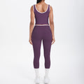 popular double-sided brushed contrast color tight breathable cross yoga suit sports running fitness two-piece set