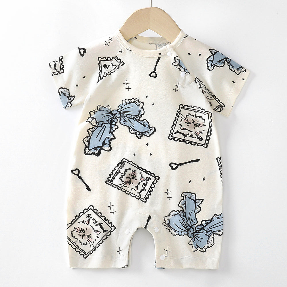 Baby clothes summer thin pure cotton air-conditioning clothes pajamas newborn baby short-sleeved onesie baby outing khaki crawling