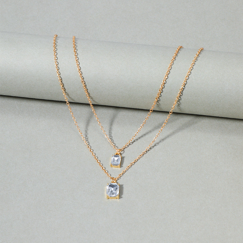 Gold-plated necklace wholesale new arrival cross-border crystal pendant multi-layer fashion celebrity street style sweater chain female factory direct sales