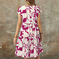 Women's geometric print short sleeve crew neck casual mini dress - spring/summer collection