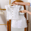 Children's clothing cross-border european and american girls beige flying sleeve tops skirt suit