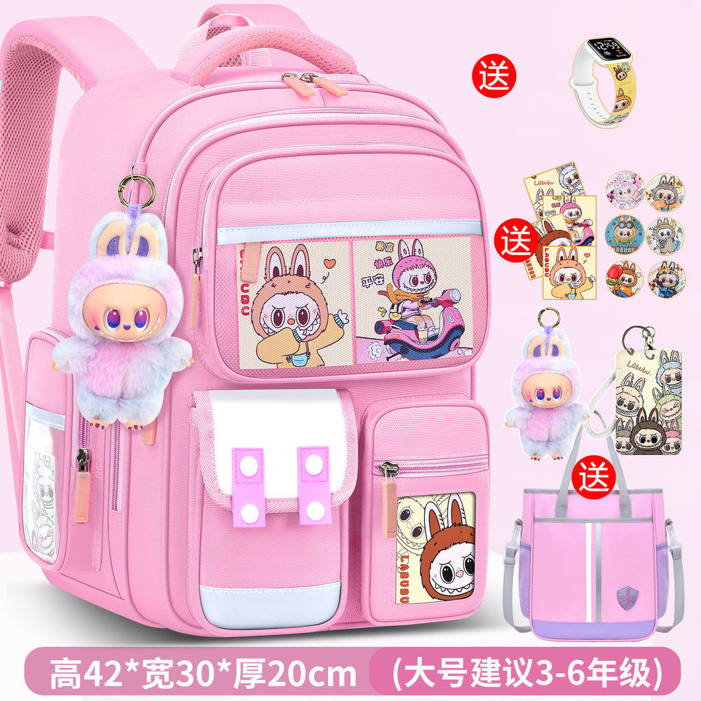 Labubu backpack - new 2026 model for elementary school students (grades 1-6). lightweight, spine-protecting, and load-reducing design for boys and girls