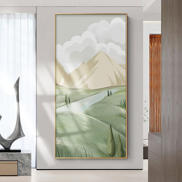 Wabi-sabi wind entrance decorative painting wholesale landscape entrance aisle hanging painting ins wind Nordic green wall painting atmosphere