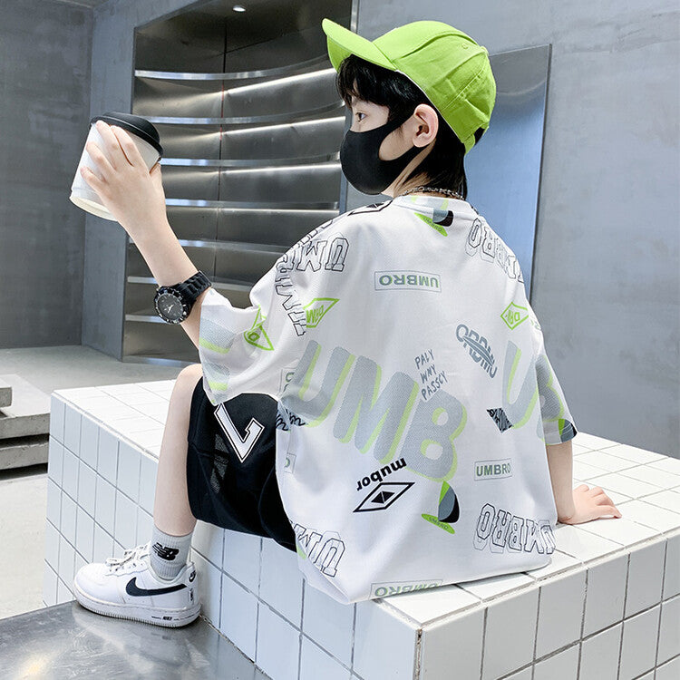 Boys' summer outfit set:  new arrival - lightweight, sporty, and stylish for older boys. cool and trendy summer wear