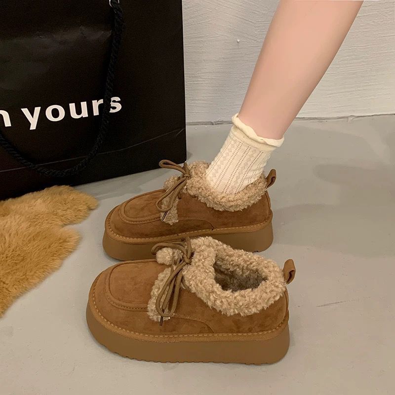 Fleece-lined birkenstock snow boots for women, autumn and winter 2026 new arrival, thick-soled heighteningheattech fur bread cotton shoes