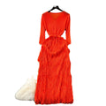 Classy sense of dress classyaccessible luxuryniche style tassel long skirt elegantv neck silm heavy industry pleated early spring dress