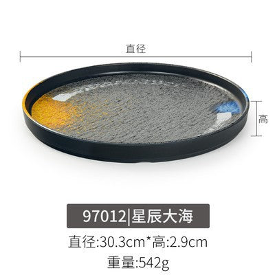 Melamine plate japanese plastic barbecue plate imitation porcelain round flat plate barbecue plate restaurant hot pot tableware dish plate commercial