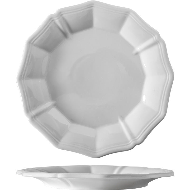 Creative hotel ceramic dinnerware set - unique restaurant & home use - pure white minimalist ceramic plates - western dinner plates - white porcelain serving dishes