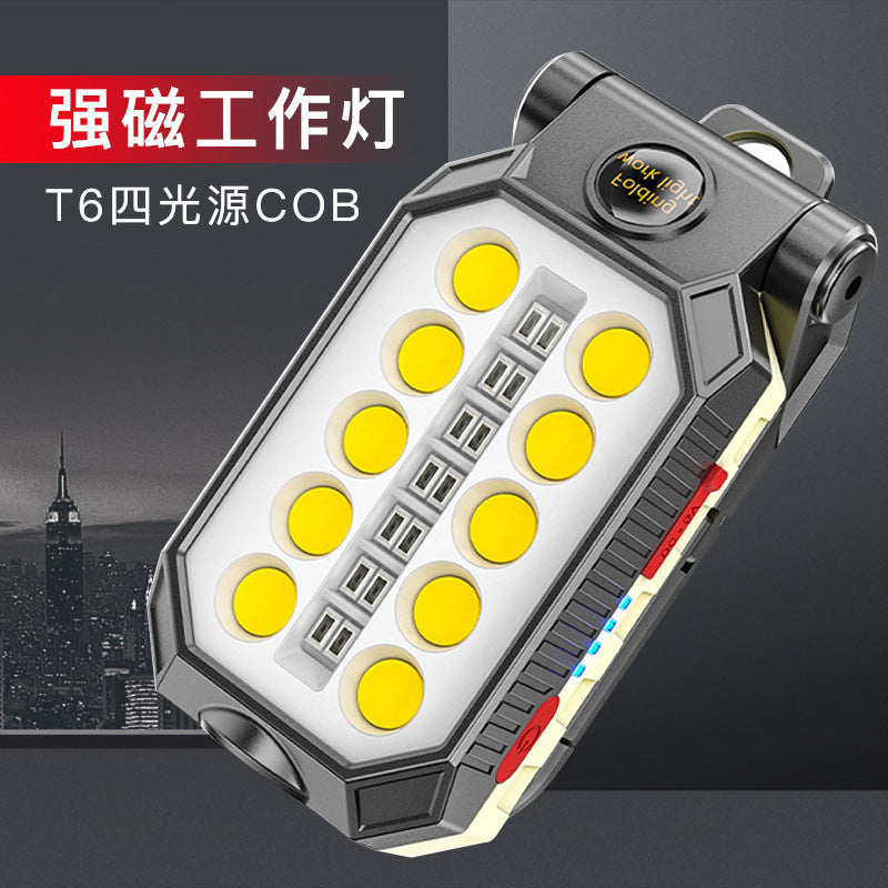 Cross-border LED strong magnetic work light Car warning light Portable flashlight Multifunctional auto repair light Charging maintenance light
