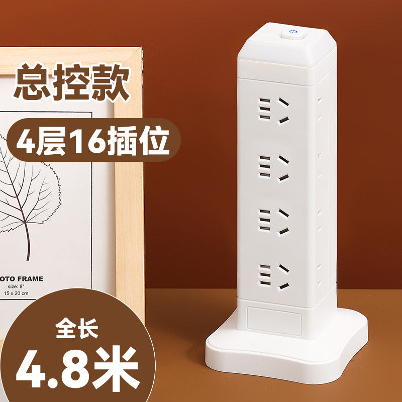Authentic home & office vertical power strip - multi-outlet, pure copper, with usb ports - tower style