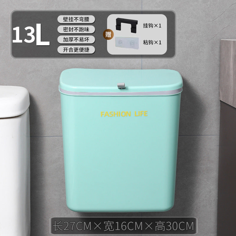 Kitchen trash can bathroom with lid crevice garbage storage bucket for home wall mounted installation-free multi-purpose trash can