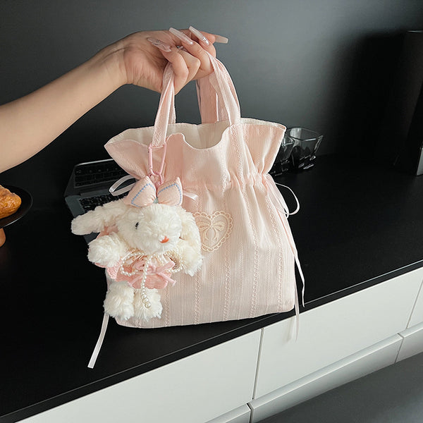 Small fresh color scheme large capacity storage bag girl sweet wind shopping bag summer new soft fabric shoulder bag