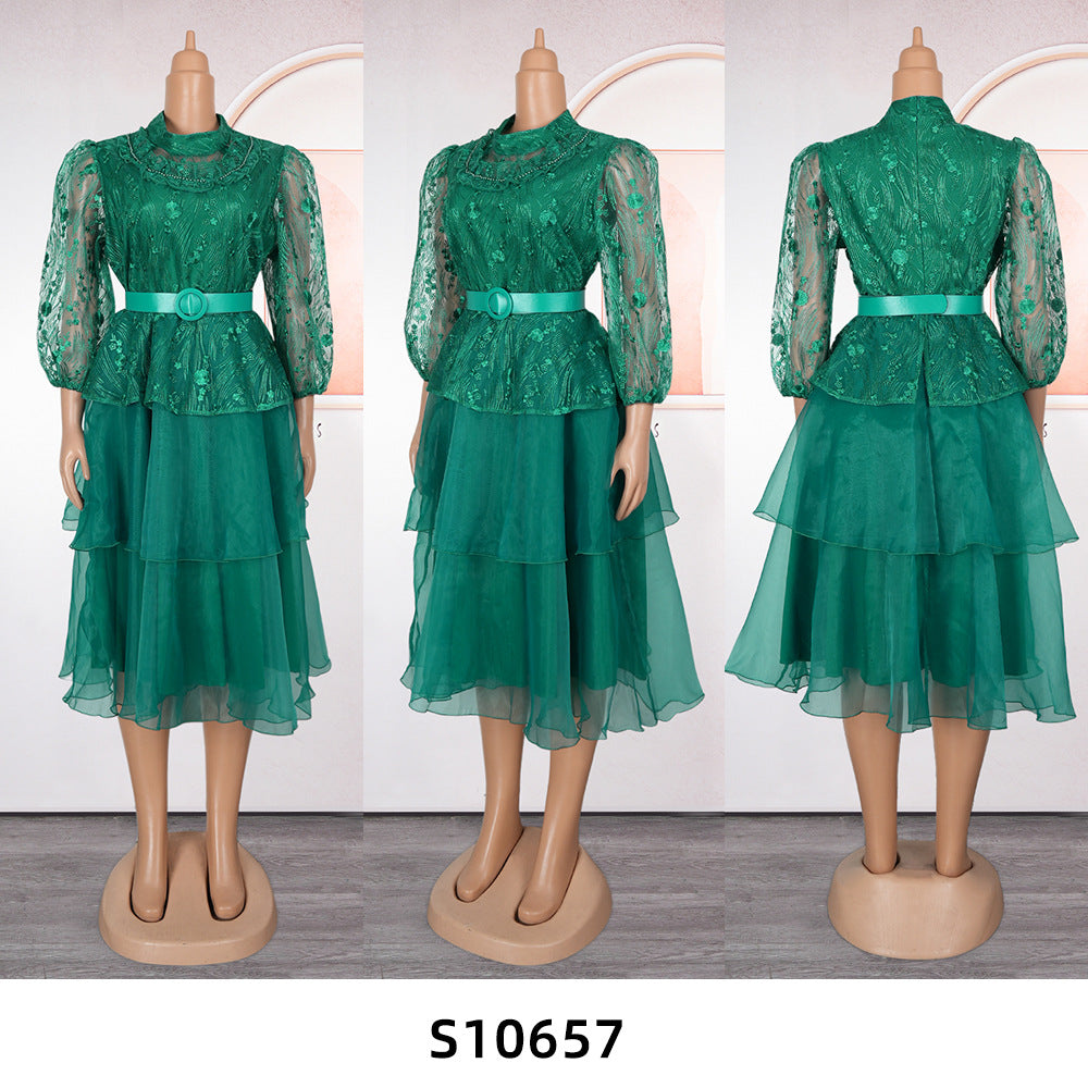 new plus size women's african  european and american fashion mesh dress princess dress gown tutu skirt