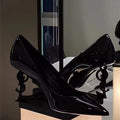 fashionpure color high heels for women new arrivalletter heel pointed toe sexy model plus size special-shaped heel high heels