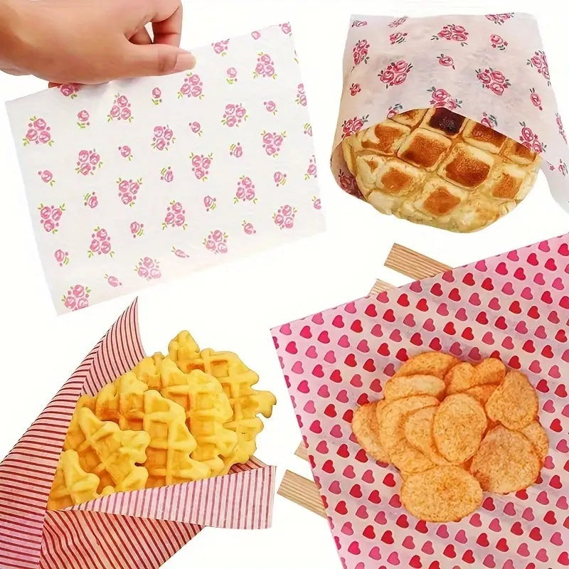 Waxed paper snack mat paper printed food packaging paper oil-proof baking wax paper sandwich wrapping paper oil-absorbing paper wholesale