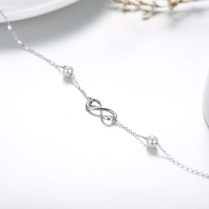 European and american cross-border hot-selling foot jewelry: lucky figure 8 pearl beach anklet, handmade beaded multi-layer anklet, premium style
