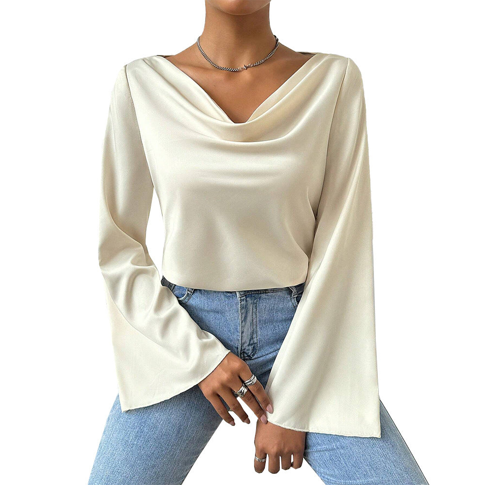 women's fashion: elegant and sophisticated t-shirt - spring/summer, chic, and high-end long sleeve top
