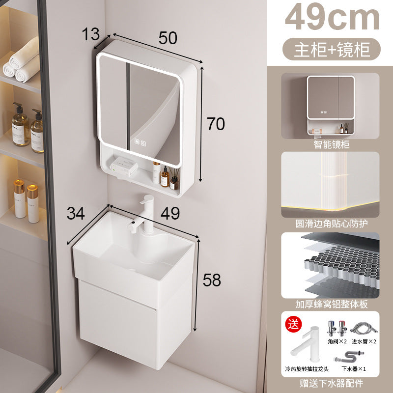 Small apartment circular arc bathroom cabinet deepened wash basin space honeycomb aluminum washbasin cabinet combined toilet washbasin