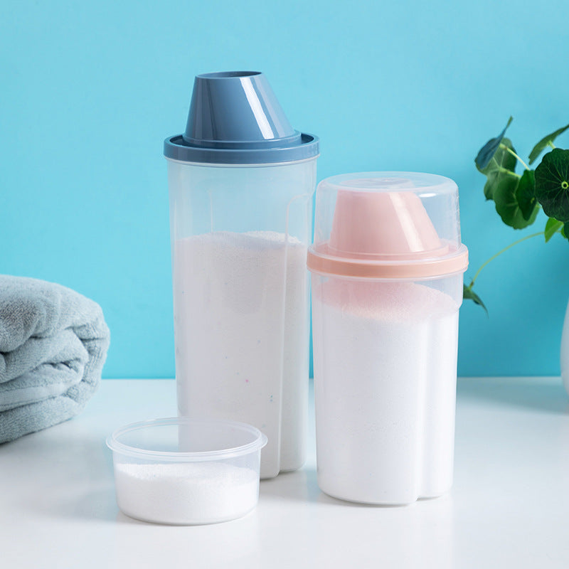 Household transparent washing powder storage tank Plastic moisture-proof sealed box Storage tank Cleansing products sub-packing box with measuring cup