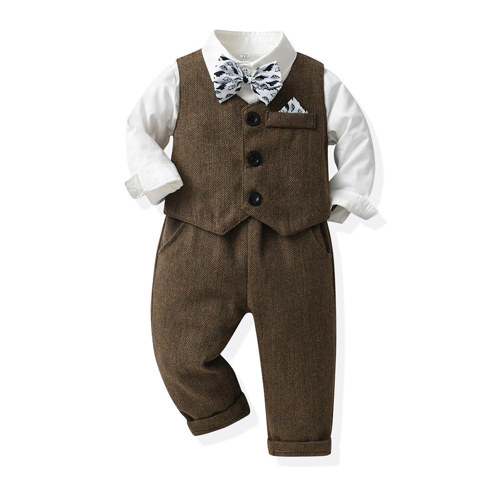 Kids suit suit handsome boy flower boy vest dress baby boy first birthday birthday medium large child suit spring clothing