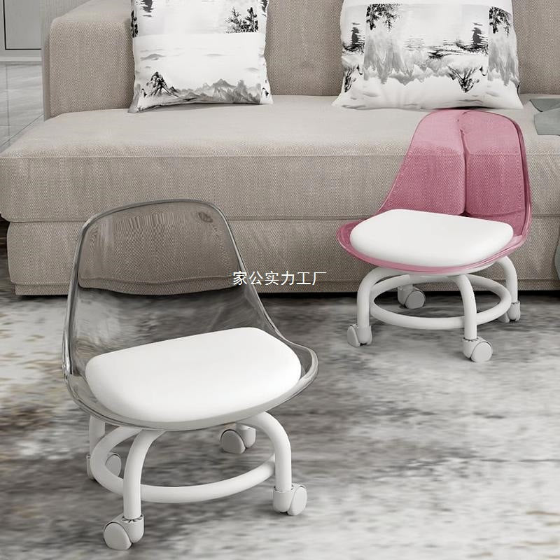 Acrylic small stool silent with universal wheel children's toddler stool Internet celebrity small chair pulley low stool beautiful seam stool