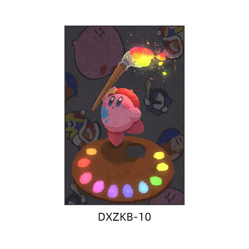 Star Kirby decorative painting pink girl bedroom children's room hanging painting cartoon animation cute princess bedside mural