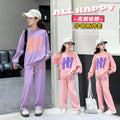Girls' outfit set, spring/autumn , junior high school girl's clothing, student sweatshirt, spring two-piece set, sports long sleeve casual wear