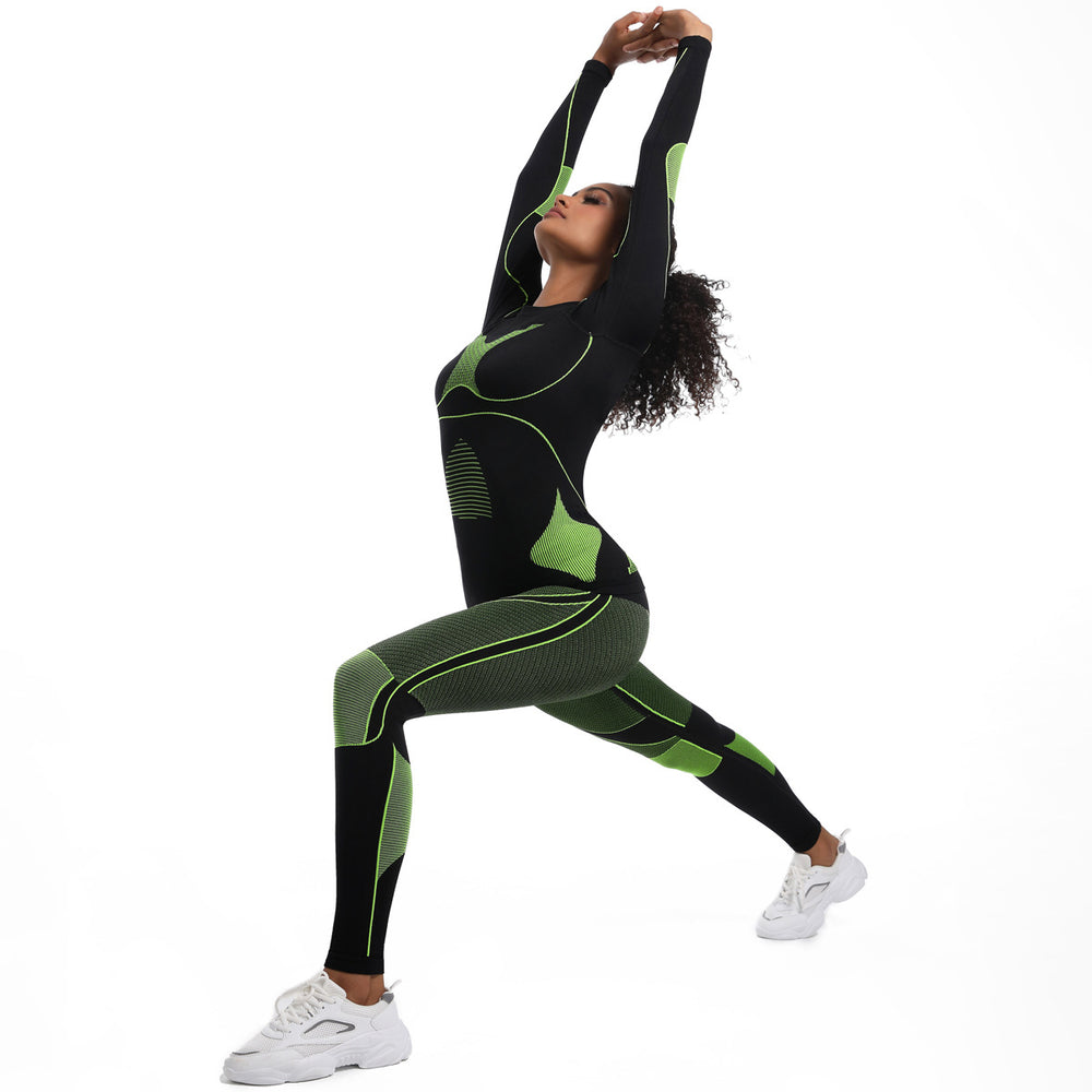 Customized seamless high-stretch long sleeve ski suit shapewear set for women - ideal for sports, running, cycling, and yoga