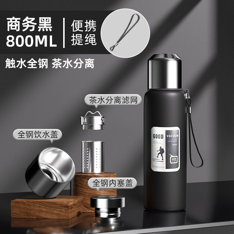 Outdoor men's large capacity all-steel kettle thermos 316 stainless steel tea infuser bottle car portable water cup