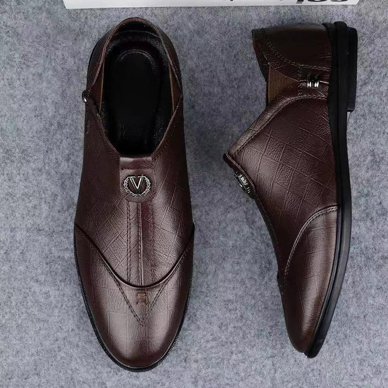 2024 new versatile men's leather shoes - soft sole business casual loafers - perfect for work, security, and dad shoes - wholesale available