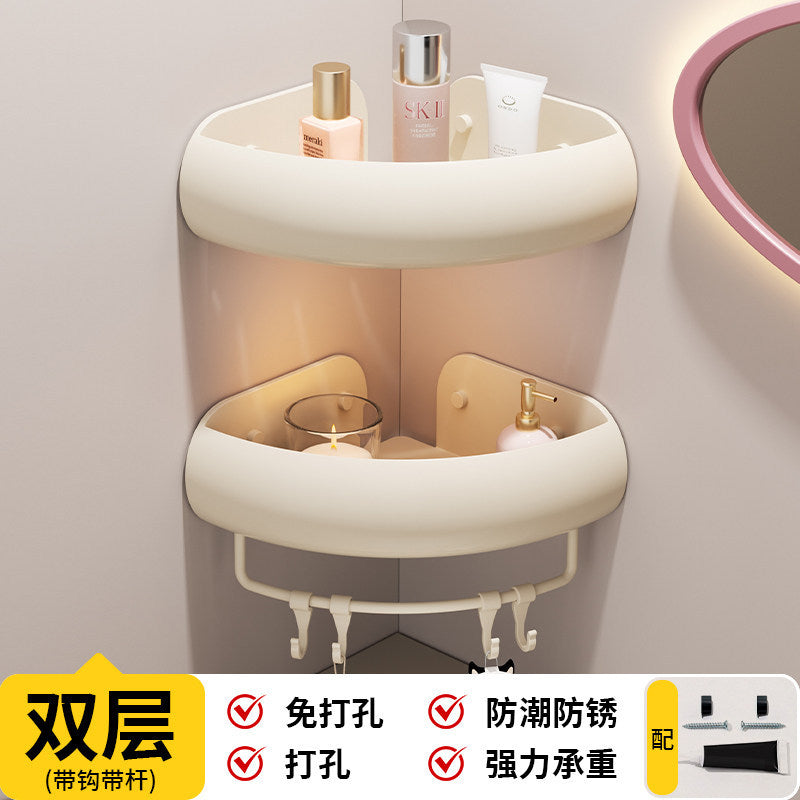High-style bathroom storage rack, no-drill installation, bathroom triangle basket, toilet vanity wall-mounted organizer, corner shelf
