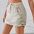 European and american cross-border women's fashion:  summer new arrivals -  independent store, washed drawstring elastic waist denim mini skirt, trendy style