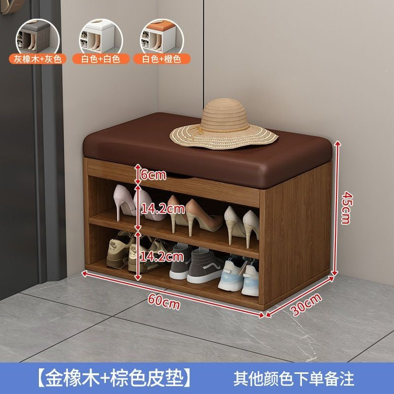 Entrance shoe changing stool, household shoe cabinet with seat, three-layer all-in-one flip-top storage shoe rack