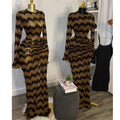 European and american women's clothing  summer new sweet and fresh striped round neck long sleeve high waist maxi dress