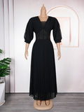 Aliexpress cross-border african new plus size women's elegant maxi dress, european and american foreign trade trendy v-neck pleated dress