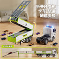 Kids deformation ejection large truck variety track transport truck container boy toy artificial alloy car model