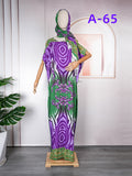 supply  contrast color chiffon dress with headscarf african plus size women's robe