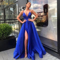 summer new european and american style sexy slim-fit camisole dress deep v slit banquet evening gown