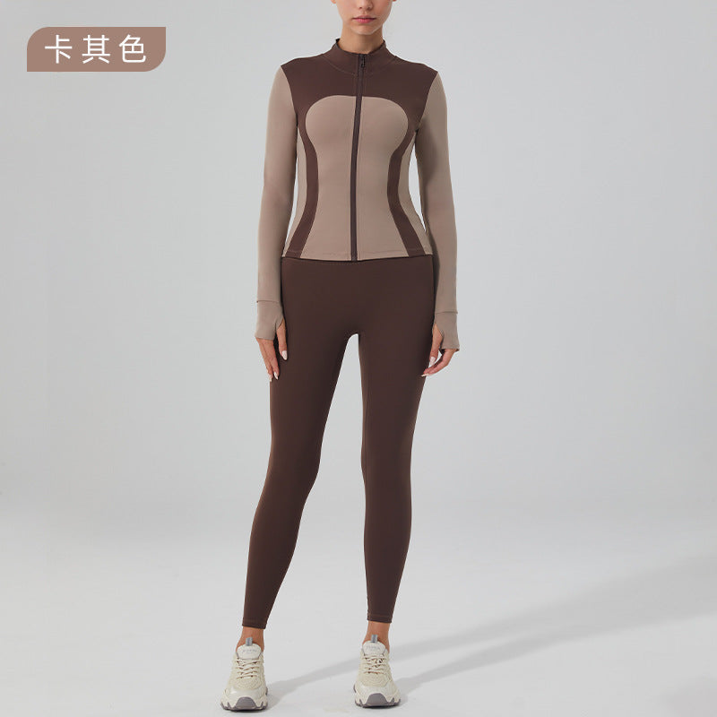 new arrival fitness wear slimming look yoga wear outwear sports outwear women's yoga wear long sleevestops stand collar zipper