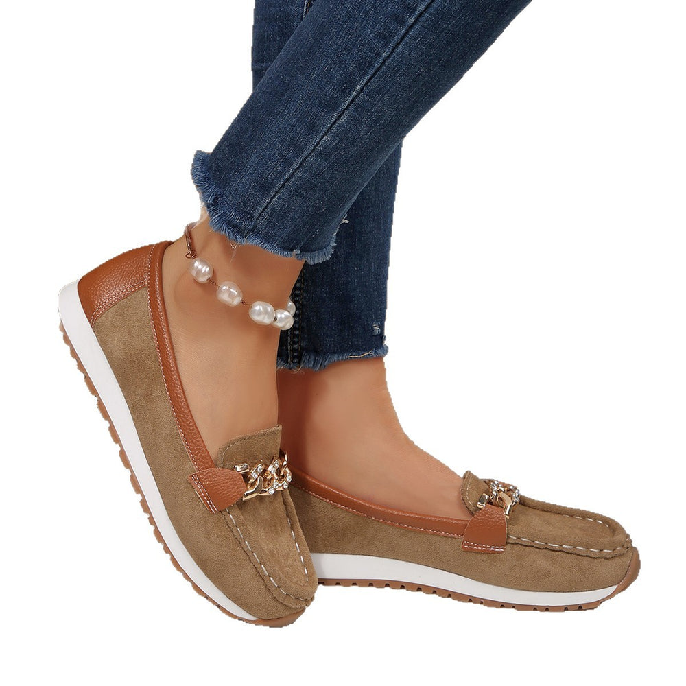 plus sizespring2026new arrivalthick sole round toe metal buckle low-top shoes fashioncasualplus size bean shoes