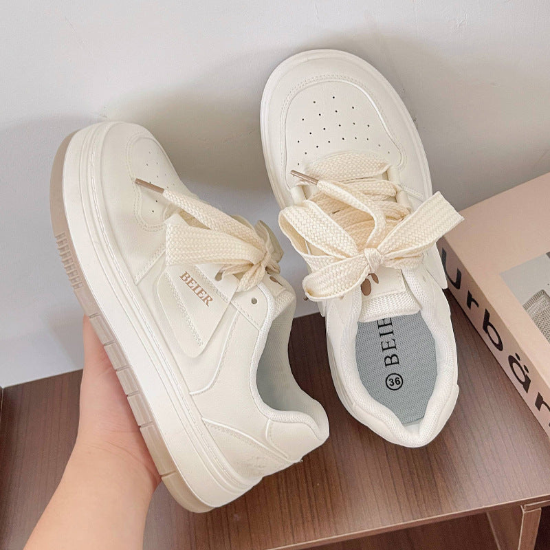 Popular white shoes for women 2026 spring & fall new arrival trendy niche street thick sole sports casual student sports sneakers