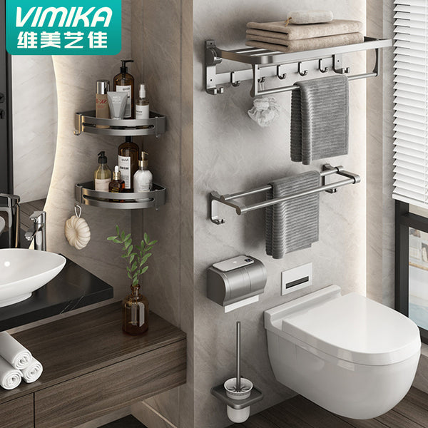 Bathroom non-punching towel rack, bathroom space aluminum pendant rack, bath towel rack, bathroom pendant towel bar