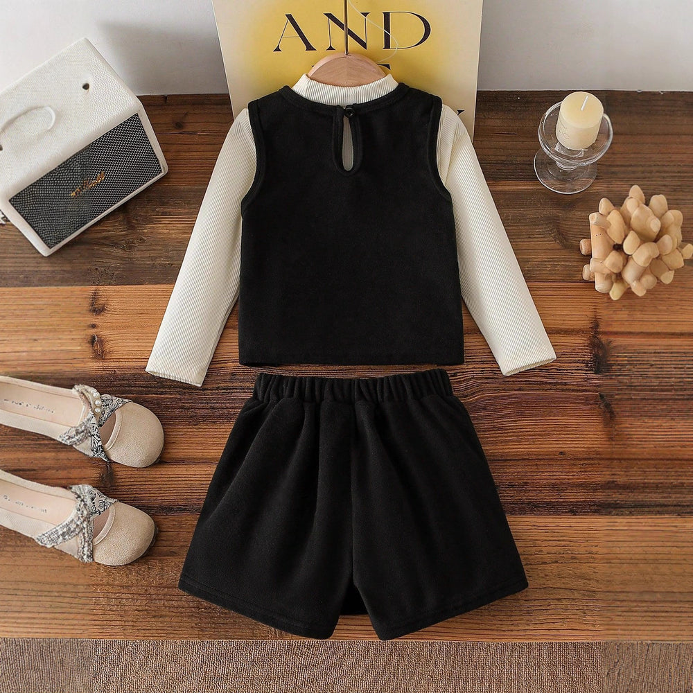 autumn/winter new arrival: british-inspired vintage black two-piece bow dress set (instagram style)