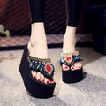 Shining jiao women's sandals 2026 new style outdoor flip-flops super high heel slippers women's summer internet celebrity fashion beach shoes