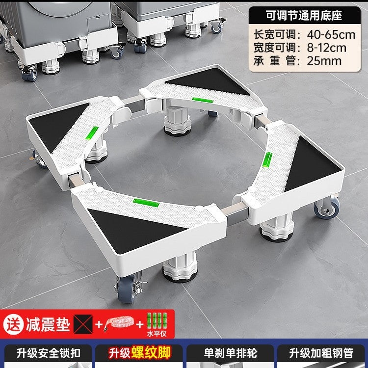 Washing machine base stand - universal adjustable leveling feet with wheels - refrigerator support rack