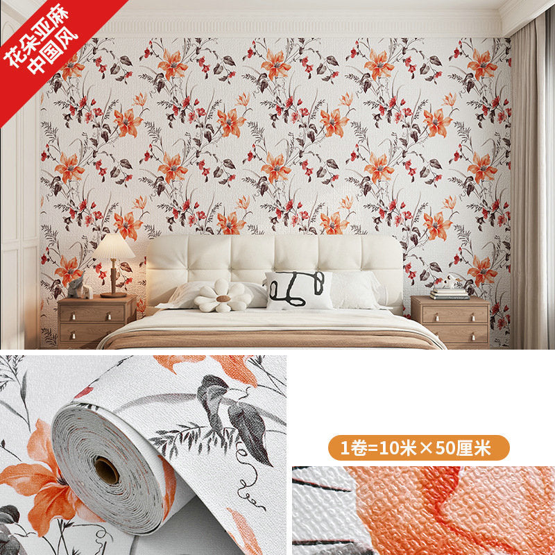 Super thick wallpaper, self-adhesive diatom mud, linen wall sticker, soft and hard wall covering, wall covering, renovation of living room, bedroom background wallpaper