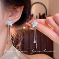 Japanese and korean zircon mint ice flower earrings for women spring and summer niche design tassel earrings 2026 new earrings