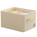 Fabric clothes storage box for wardrobe layering, clothes and pants organizer, cotton linen foldable storage basket for home use