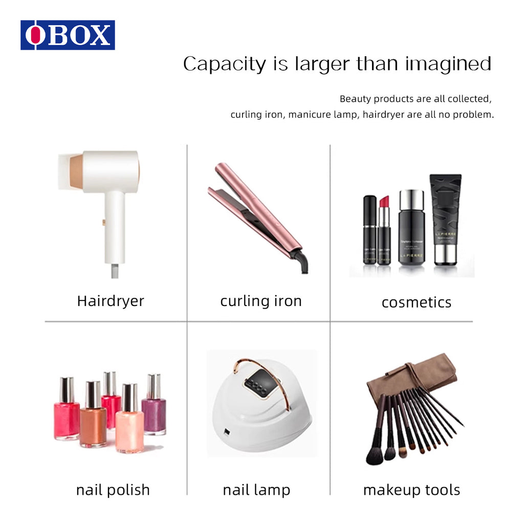 OBOX hot-selling trolley cosmetic case double-layer partition design portable roller suitcase studio crew specialization