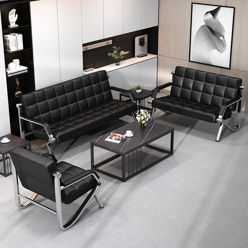 Modern minimalist iron art office sofa table and chair set - business reception sofa with center coffee table combination